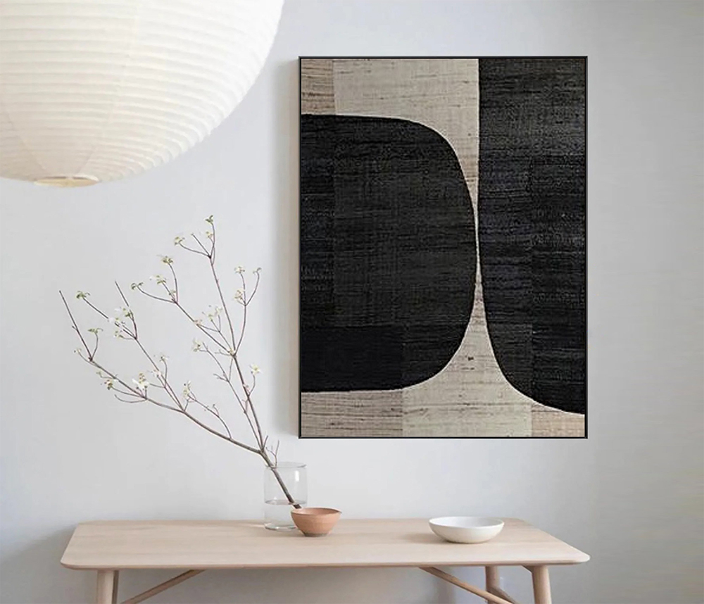 Black wabi sabi wall art,black and beige abstract painting,beige wall art,modern abstract minimalist painting,neutral textured wall art