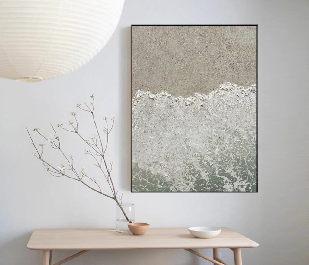 White textured abstract painting,white ocean wave abstract painting ...