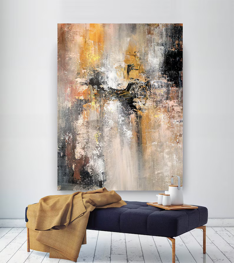 Modern Large Original Abstract Painting On Canvas,Wabi Sabi Abstract Textured Wall Art