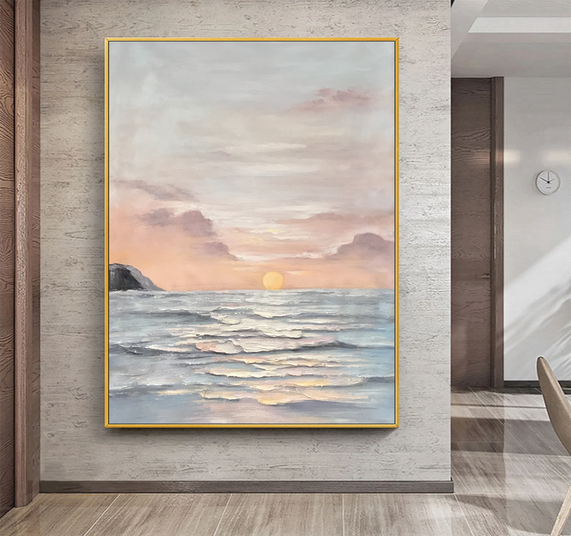 Original Sunset Landscape Abstract Painting,Sunrise Landscape Painting,Wall Art Decor Painting