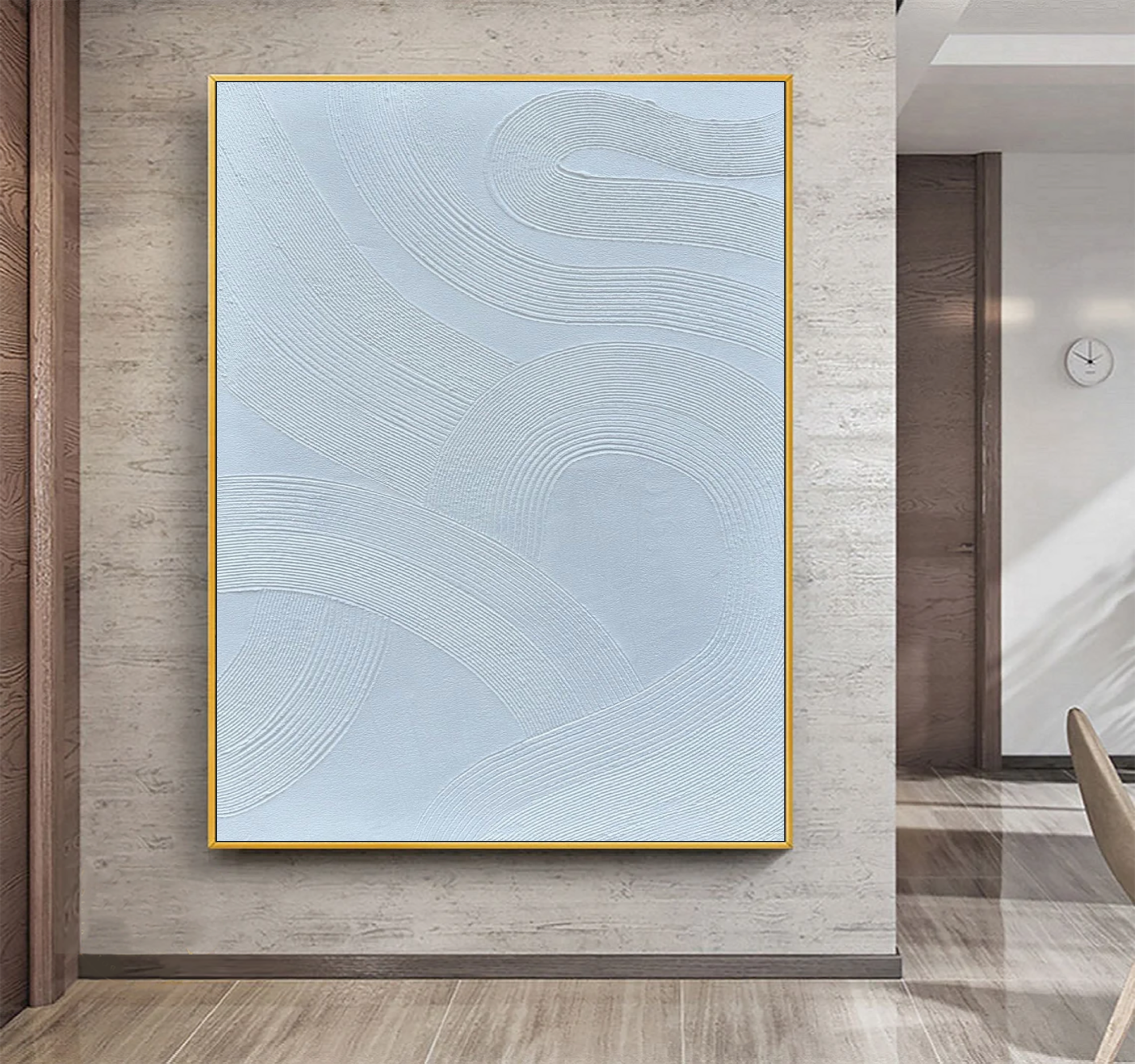 Original White Abstract Painting On Canvas,Modern Wall Art Decor Painting,Minimalist Art